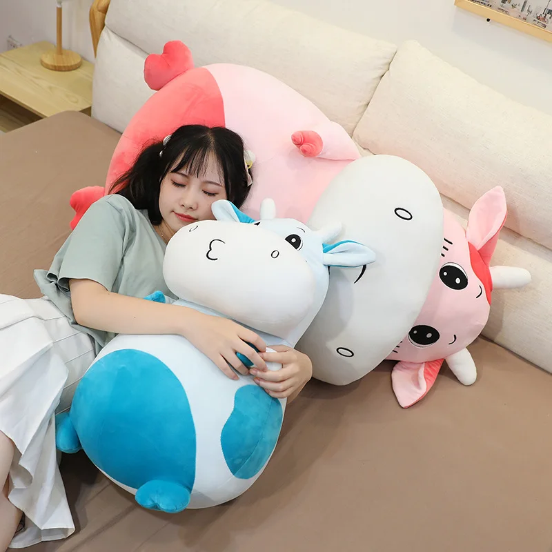 

New Cute Pink Blue Animal Cartoon Cows Stuffed Plush Toy Kawaii Cattle Comfortable Soft Toy Children Birthday Christmas Gift