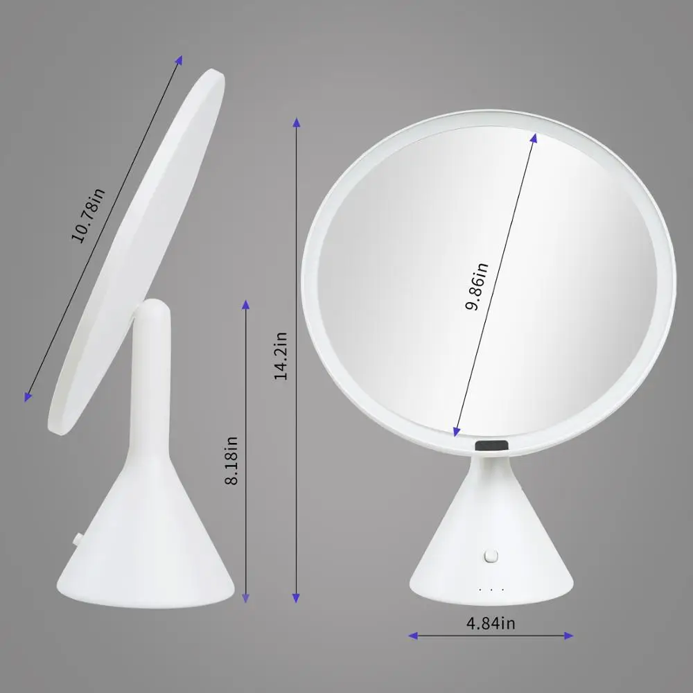 Lighted Makeup Mirror with Lights Wireless Beauty Round Mirrors Battery Operated Large Tabletop Bathroom Vanity Make up Mirror
