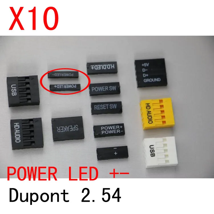 10 шт. 1 контактный разъем dupont 2 54 светодиодный с надписью питания + TJC8 коннектор