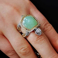 retro christmas fine green tortoise jewelry peridot huge for women men gift ring