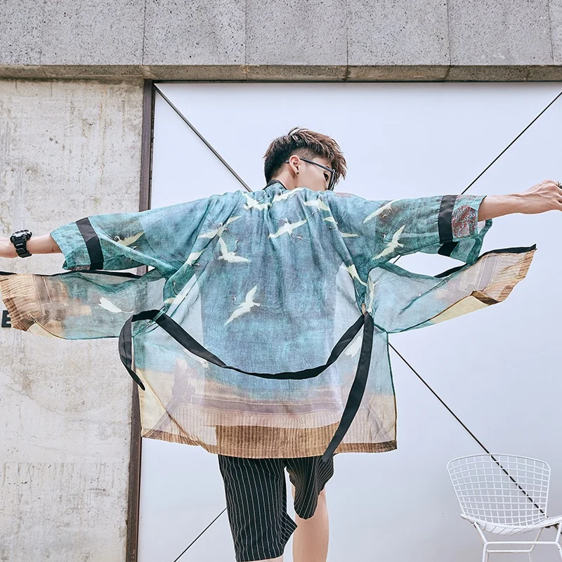 Юката Мужская 2020 летняя японская мода мужская азиатская одежда в стиле бохо