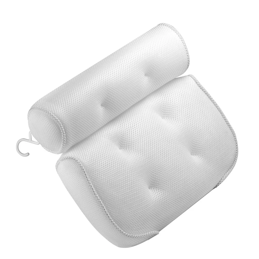 

1 Pc Elastic Bathroom Back Cushion Spa Tub Pillow Head Neck Rest Pillow for Home (White)