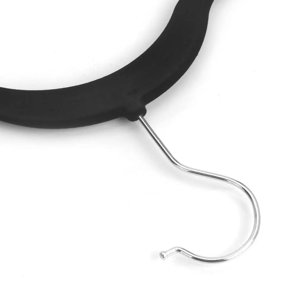 

10pcs/lot Plastic Flocking Clothes Hangers Non-Slip Space Saving Clothes Hangers With Hook Closet Organizer Drying Racks Black