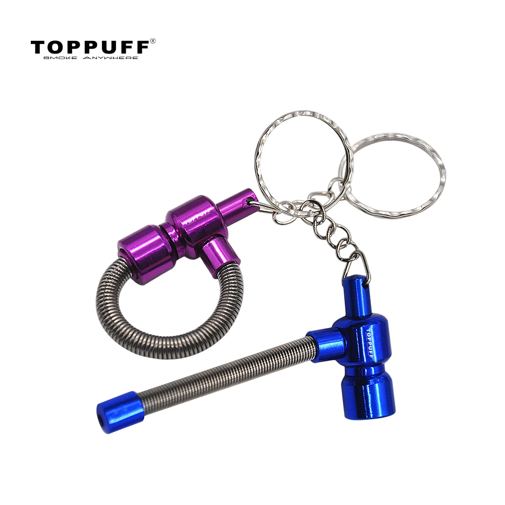 

TOPPUFF Metal Spring Pipe Portable Tobacco Pipe with Key Chain Cigarett Accessories