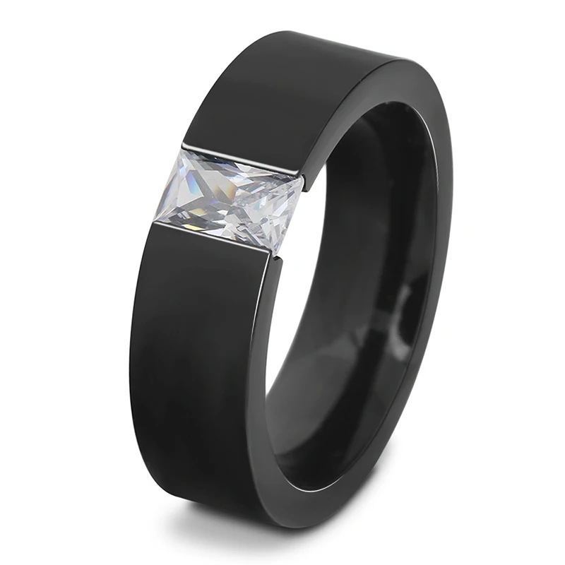 

FDLK Fashion Black Men Ring AAA Zircon Rhinestones Ring For Men/Women Charm Jewelry Accessories Lover Gift