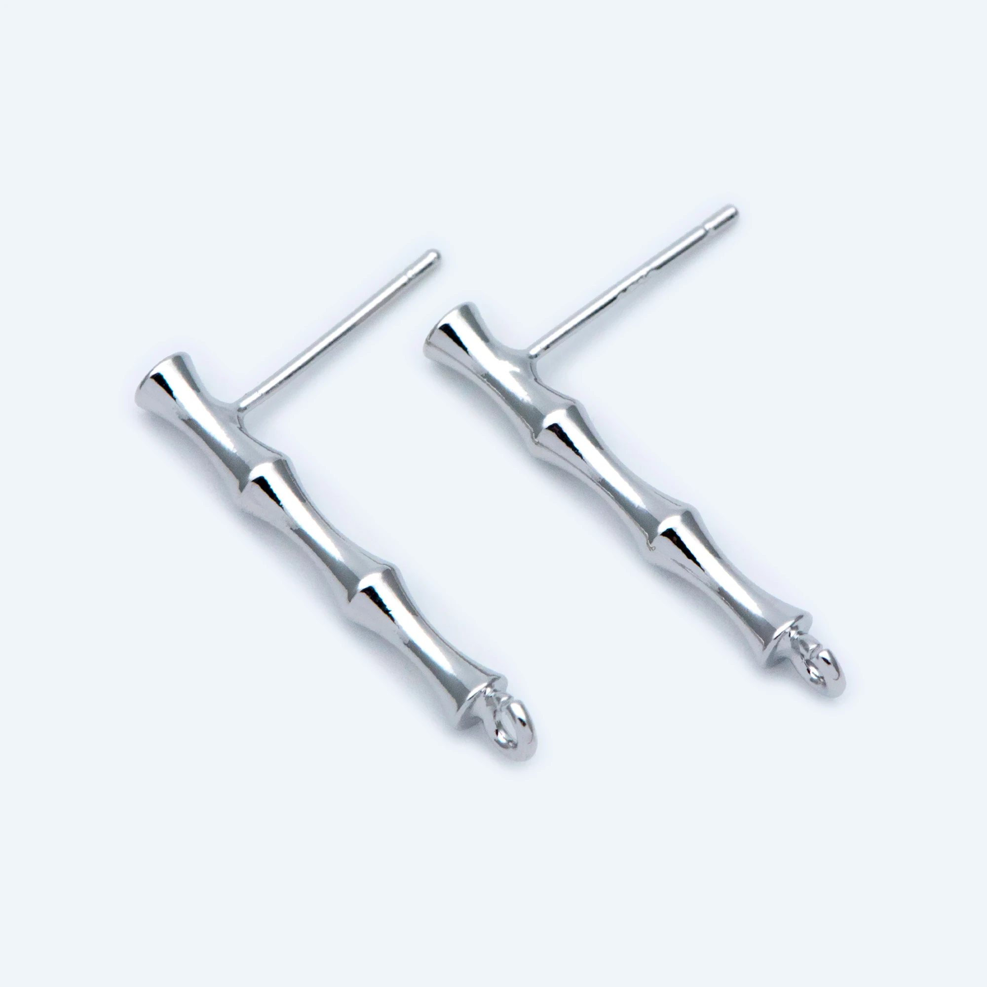 Серебряные серьги-гвоздики 10 шт 24 мм родиевое покрытие латунь рандомная