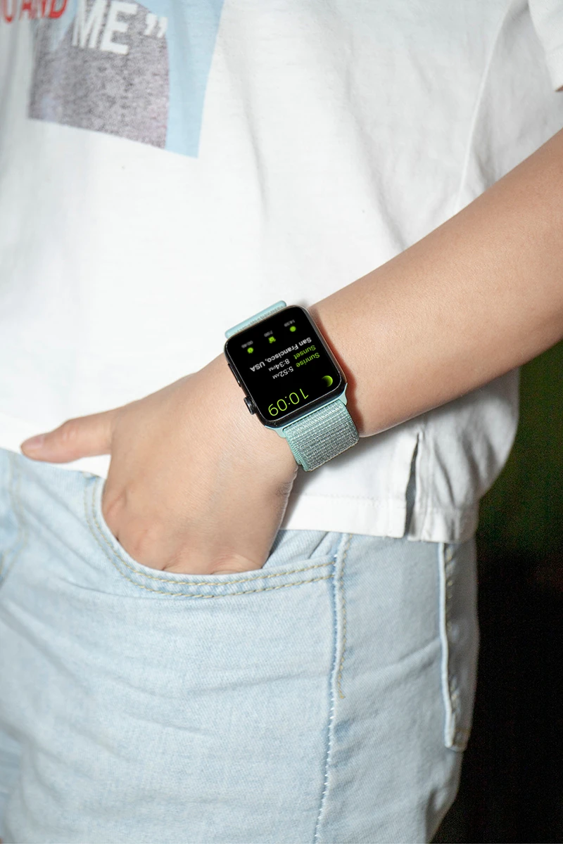 Новая высококачественная нейлоновая Спортивная петля для Apple Watch band Series 4 3 2 1 мягкий дышащий тканый ремешок 44 мм iwatch 42 мм 38