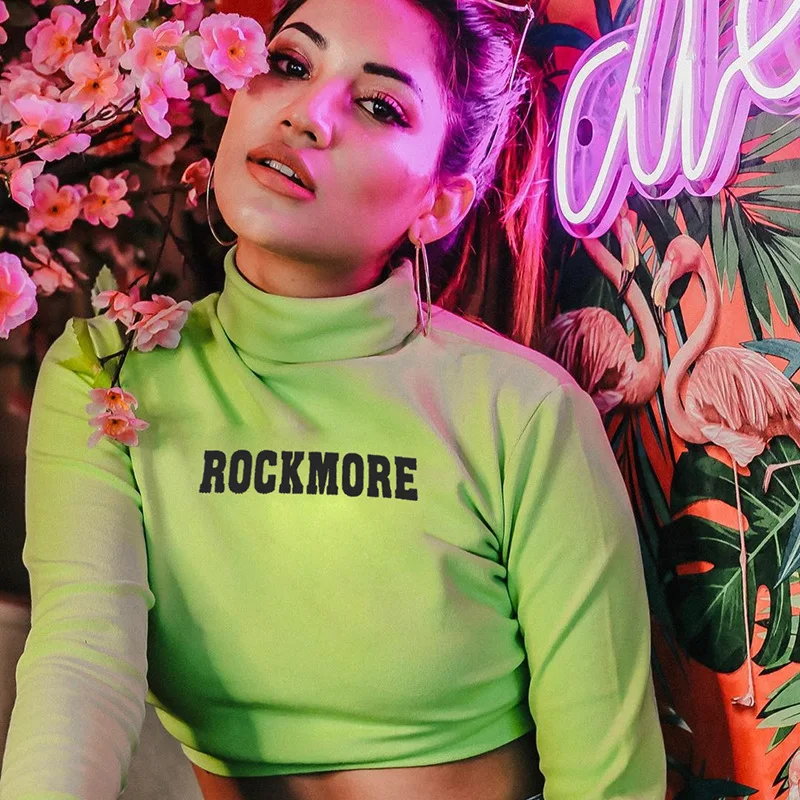 Водолазка Женская толстовка рок больше с буквенным принтом осень длинный рукав