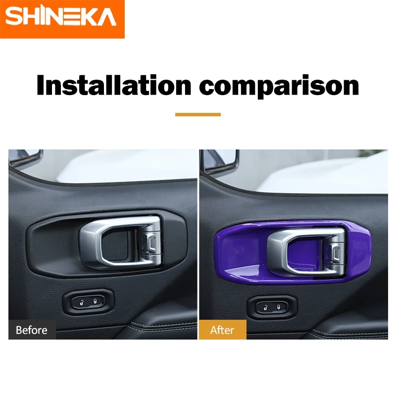 

SHINEKA Interior Accessories For Jeep Gladiator JT Car Inner Door Handle Bowl Decor Cover Sticker For Jeep Wrangler JL 2018-2020