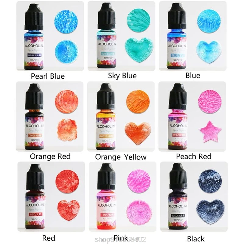 

24 Colors 10ML Art Ink Alcohol Resin Pigment Kit Liquid Resin Colorant Dye Ink Diffusion UV Jewelry Making O20 20 Dropshipping