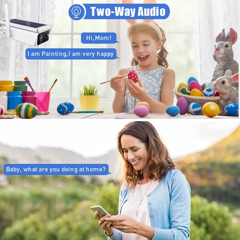 T13-2 Солнечная камера наблюдения Ip66 Водонепроницаемая ночная детекция Sd-карта Ap Hotspot Connection для дома/компании на открытом воздухе.