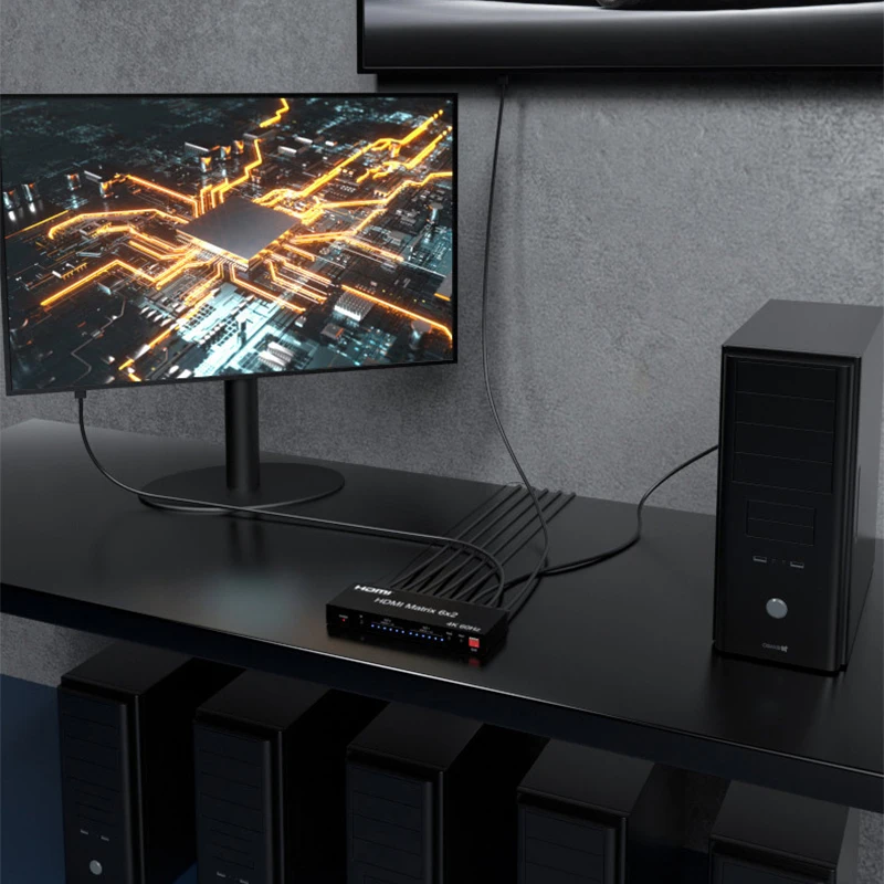 4K 60 Гц 6X2 Матрица HDMI-совместимый 2 0 Видео аудио коммутатор 6 в выхода разделитель