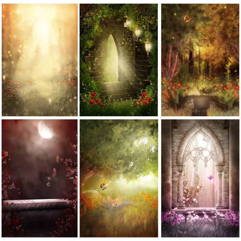 

Vinyl Custom Dream Forest Castle Fairy Tale Children Photography Backdrops Prop Photo Background 2158 TTW-05