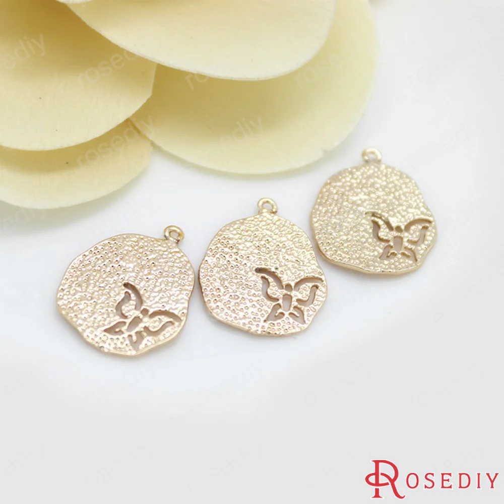 (D424)6 штук 13.5x17 мм позолоченные латунные подвески в виде бабочки 24 к цвета