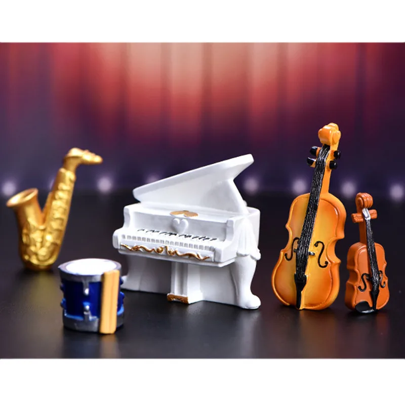 

Мини-Имитация музыкального инструмента в стиле ретро, фортепиано, скрипка, гитара, модель, Ландшафтные украшения, миниатюрные поделки