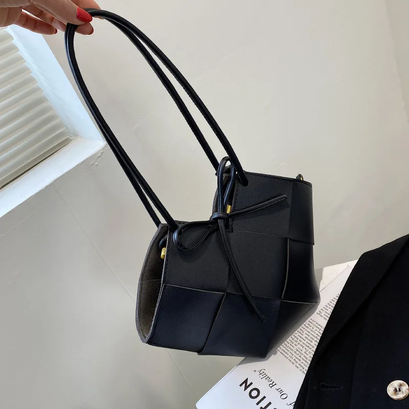 

2 Pds/set High Capacity Weave Design Pu Leather Totes For Women 2021 Branded Fashion Crossbody Shoulder Handbags And Purses