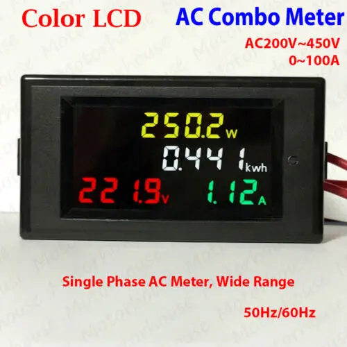AC 220V ~ 450V 230V 240V Цифровой ЖК дисплей светодиодный вольтметр Панель Вольт Ампер Ватт