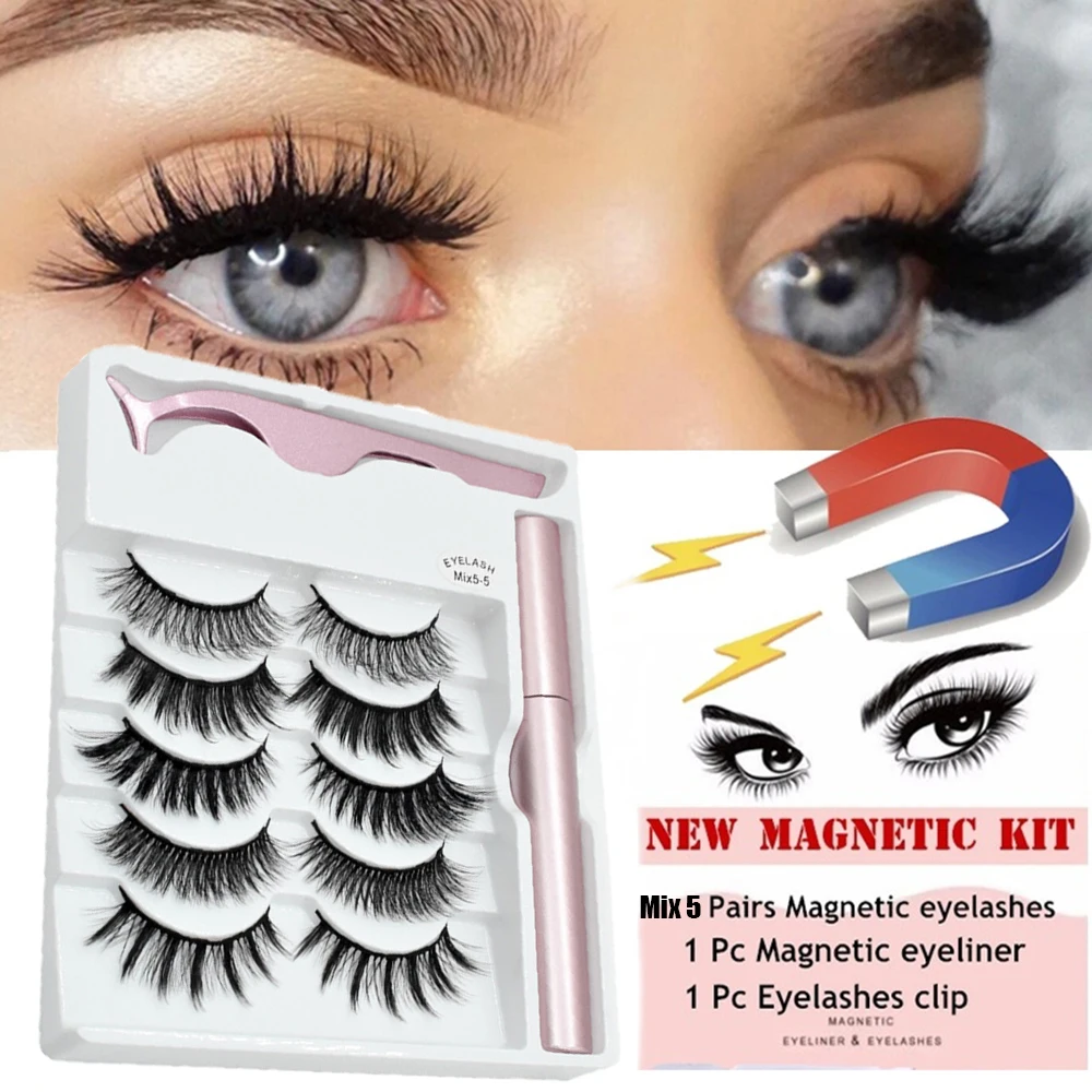 Магнитная подводка для глаз и пинцет ресниц 1/5 пар ручная работа водостойкая