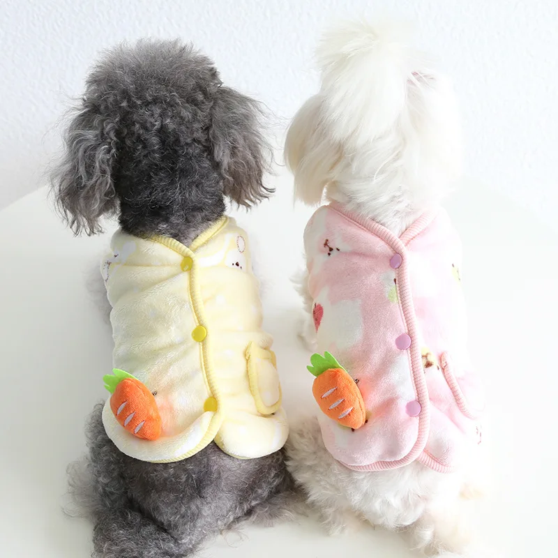 

Разноцветные теплые жилеты для собак малого и среднего размера на осень и зиму 2021 года, декоративный жилет для собак с кроликом из редиса, ми...