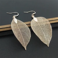 botanica fluttering leaf drop hook earrings natural woodland jewelry gift for womenwedding bridal dipped real leaf earrings