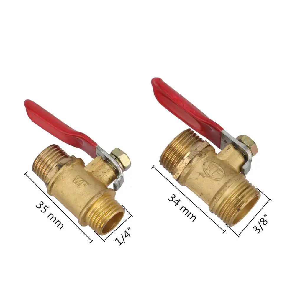 Латунный шаровой кран 1/4 &quot3/8&quot Папа-папа BSP резьба с красной рычажной ручкой