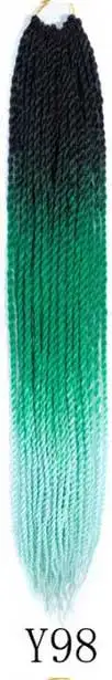Qphair Ombre Сенегальские вьющиеся волосы крючком косы 24 дюйма 30 корней/упаковка синтетические плетеные волосы для женщин черные кроличьи волосы - Цвет: y98
