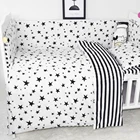 Комплект детского постельного белья из 3 предметов, мягкий хлопок, черно-белый с мультяшным рисунком, комплект для детской кроватки, с пододеяльником и наволочкой, простыней