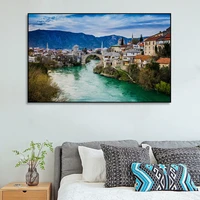 modern hd beautiful herzegovina mostar bosnia scenery fabric poster hanging painting home art living room decoration