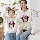 Розовые пятнистые толстовки с капюшоном Disney, свитшот, семейный образ, повседневные худи для мамы и дочери, креативный Модный пуловер