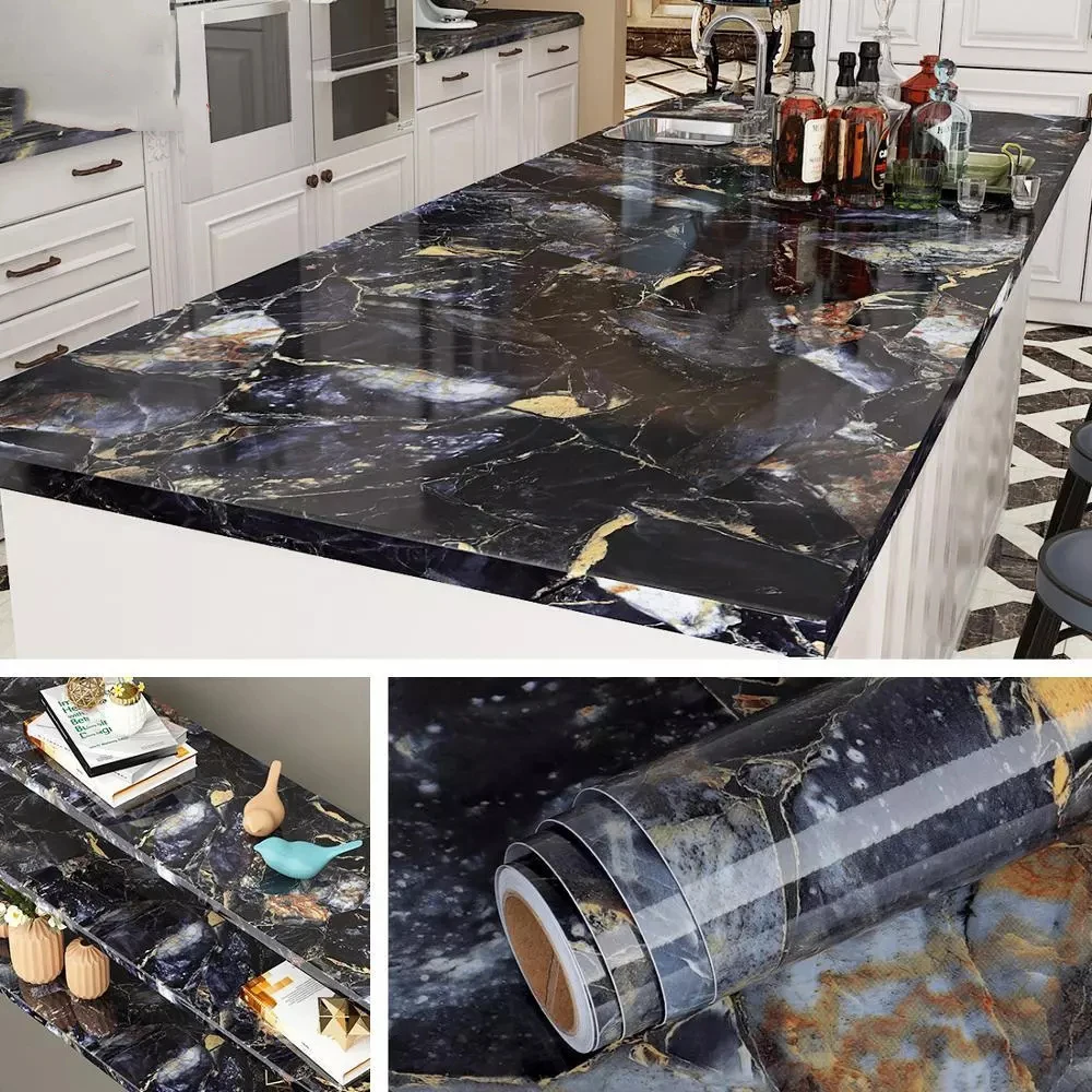 

Marble Self Adhesive Wallpaper Waterproof Vinyl Film Wall Sticker Contact Paper for Kitchen Cupboard Decoration Bathroom Decor