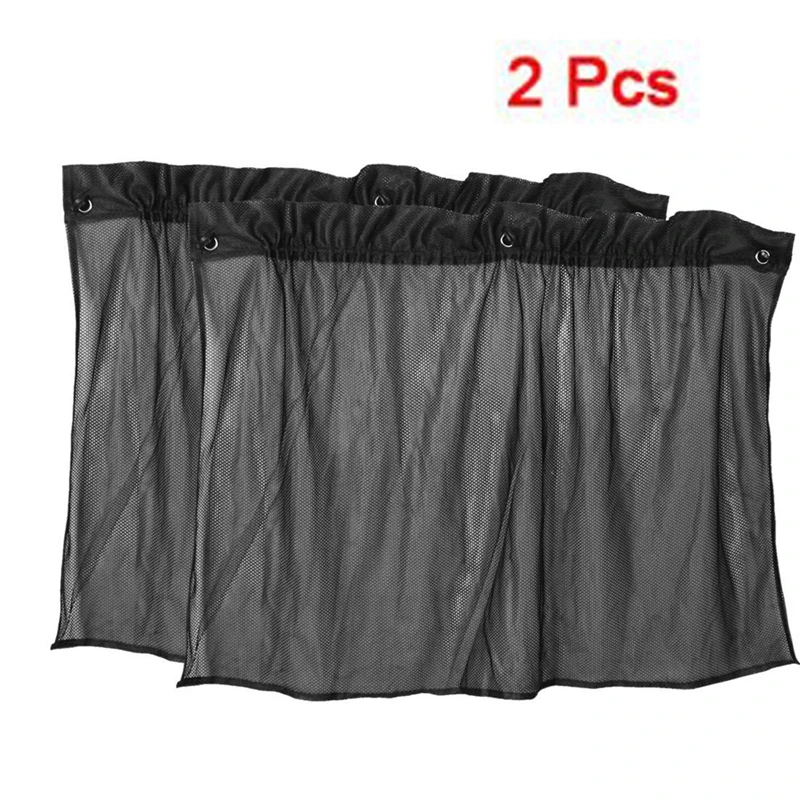 

2 Pcs Suction Cup Black Mesh Window Curtains Car Sun Shade 42 cm x 70 cm