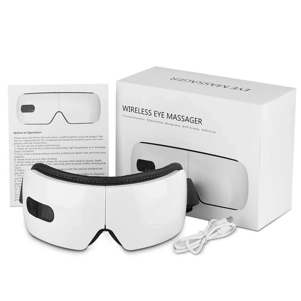 

Adjustable Smart Eye Massager Foldable Wireless Hot Compression Vibration Eye Massage Relieve Fatigue Eye Massage Glasses White