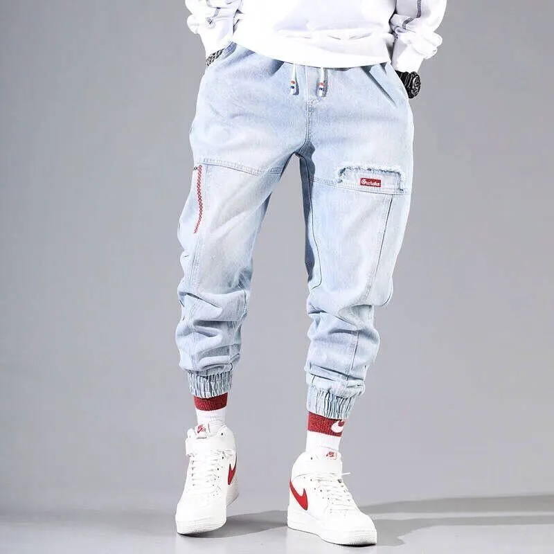

2021 New Streetwear Hip Hop Cargo Pants Men's jeans Cargo Pants Elastic Harun pants Joggers Pants In Autumn and Spring Men Cloth