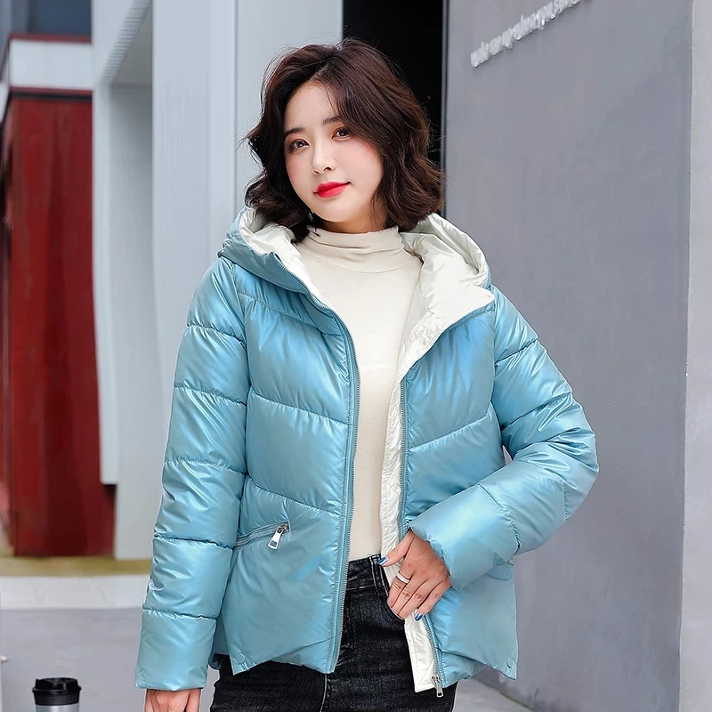 

2021 New Women's Winter Jacket Parkas Hooded Casual Gloosy Jackets Parka Waterproof Coat Female Warm Cotton Padded Outwear