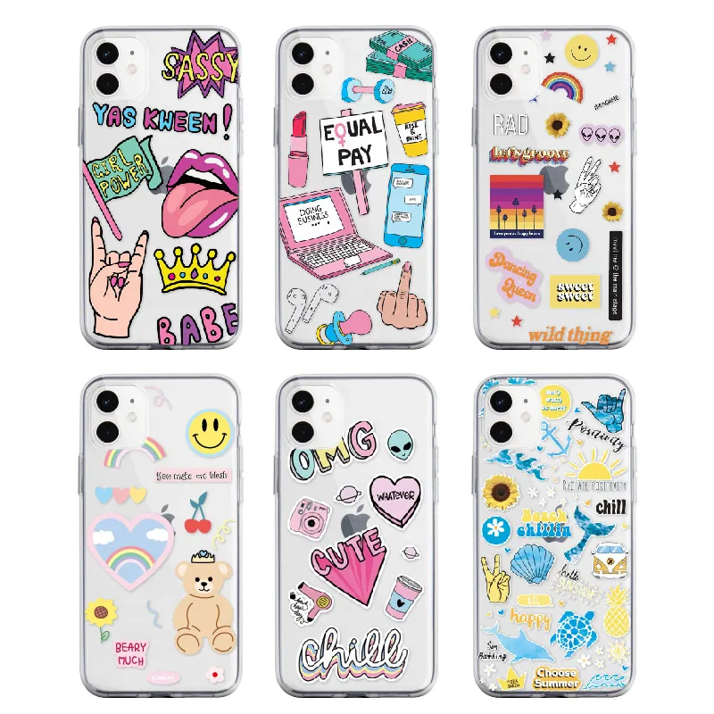 

Summer Queen Good Vibes Stickers Case For iPhone 11 12 13Pro 7Plus 7 8 8Plus X XS Max XR Soft Clear TPU Phone Case Cover Fundas