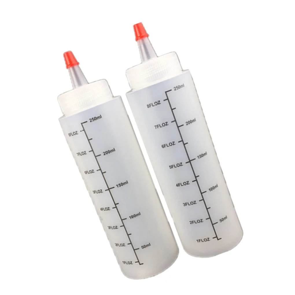 

New Portable 2PCS/Set 250ML Plastic Bottle With Scale Squeeze Bottle With Leak-Proof Cap Sauce Bottle Salad Squeeze Bottles