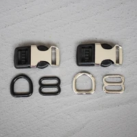 100 sets 15mm metal d ring adjuster b ring belt straps piastic side release buckle curved bracelet dog collar accessories 15 3s8