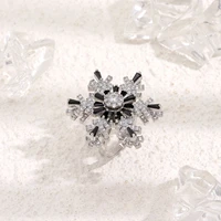 rotating double layer snowflake ring inlaid zircon light luxury niche exquisite high quality jewelry opening rings
