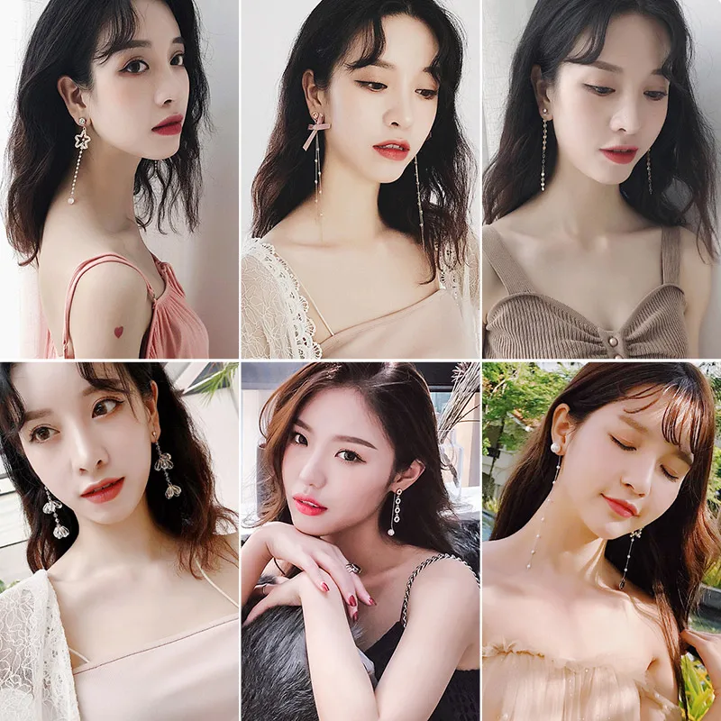 

S925 стерлингового серебра иглы фея женские серьги с жемчугом длинные элегантные Интернет агентов влияния холодной Стиль французским кружев...