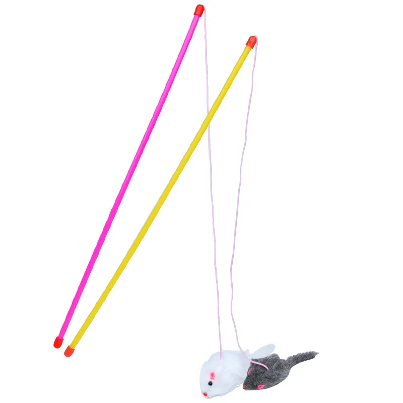 Игрушка для котят мышь на удочке перо игрушка кошек домашних животных кроличий