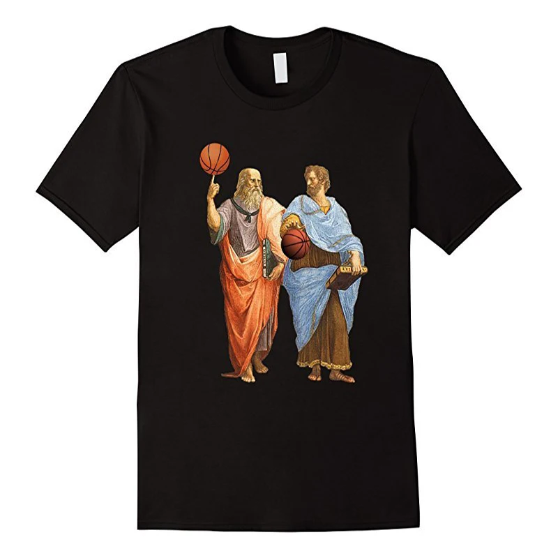 

Funny Creative Philosopher Plato Aristotle Basketballer Match T-Shirt. Summer Cotton Short Sleeve O-Neck Mens T Shirt New S-3XL