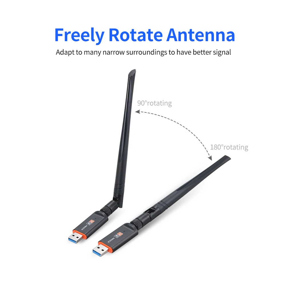 

Dual Band USB Adapter 1200M 2.4G+5G USB3.0 External Wireless Network Card WiFi Receiver