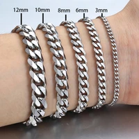 2021 new trendy punk cuban chain men bracelet classic stainless steel 20cm rock style bracelet for women couple jewelry gift