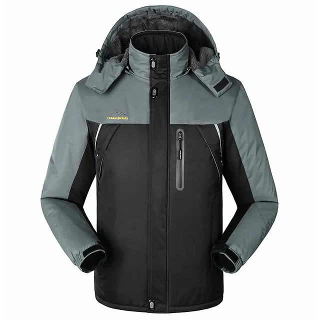 30 C FIT плюс толстый бархат вниз& парка пальто 6XL 7XL 8XL 9XL зимняя куртка мужская водонепроницаемая ветрозащитная chaquetas hombre - Цвет: Black1588