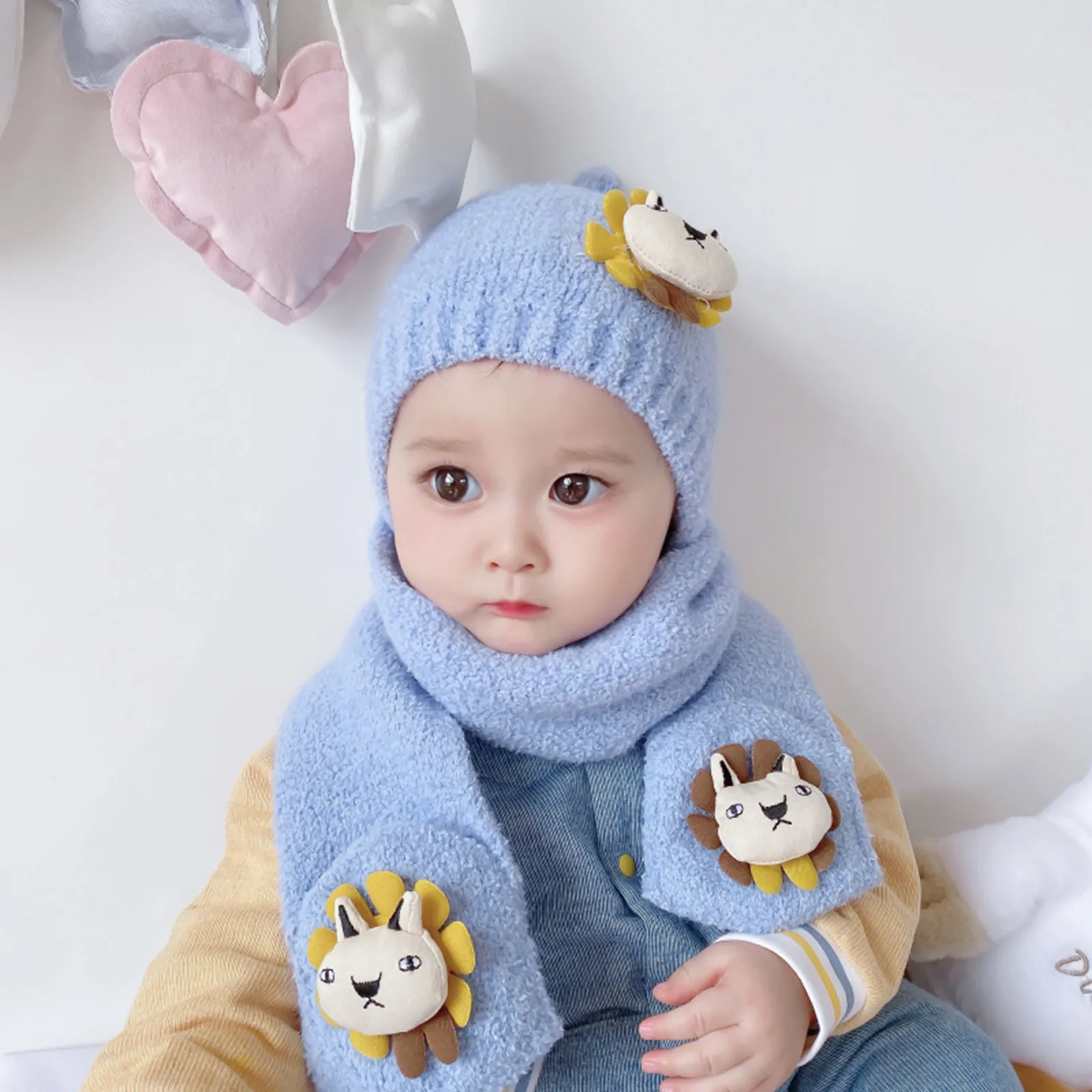 2 предмета в комплекте детская шапка и шарф одежда для малышей мальчиков девочек