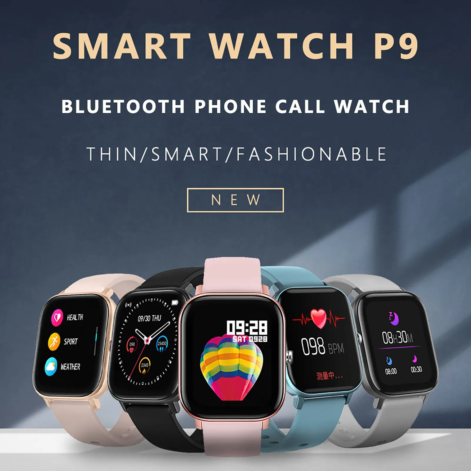 

P9 Sports Smart Watch Fitness Heart Rate Smart Bracelet Metal Case IP67 Sports Watches Digital Watch Smart wristband