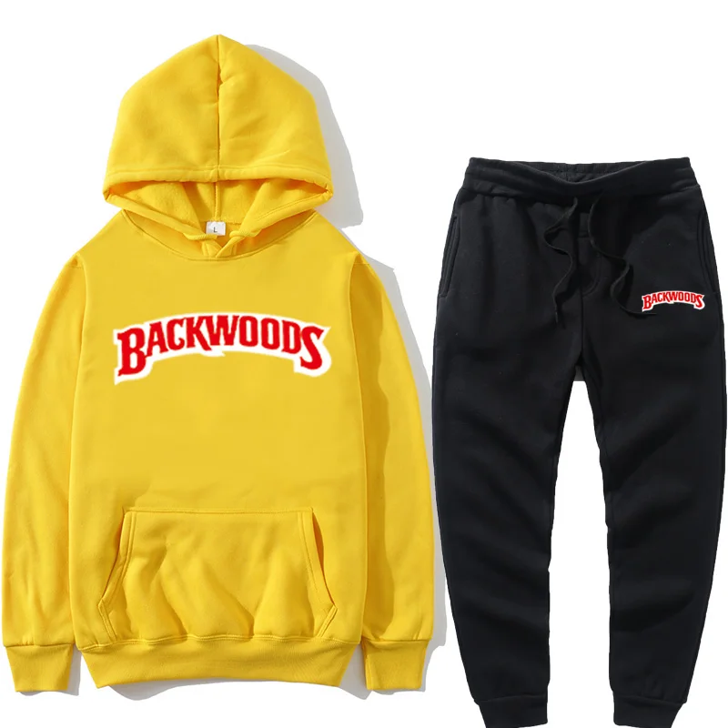 

fashion brand Backwoods Men's Set Fleece Hoodie Pant Thick Warm Tracksuit Sportswear Hooded Track Suits Male Sweatsuit Tracksuit