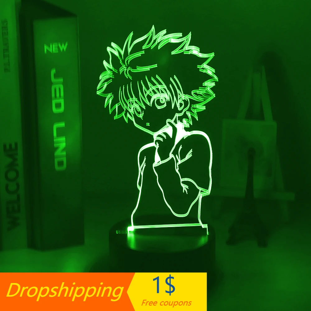 3d светодиодный ночник аниме Hunter X для детей Украшения в спальню ночной Светильник