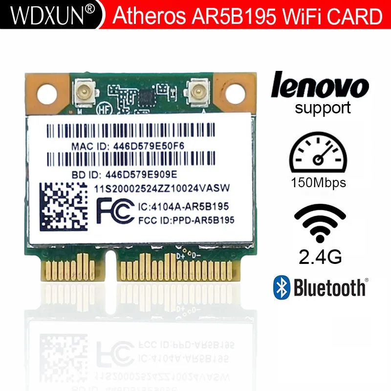 Network Card for Laptop Lenovo G480 G580 G780 Y480 Y580 Y570 AR5B195 Bluetooth3.0 2.4G Internal Wireless WiFi Network Adapter