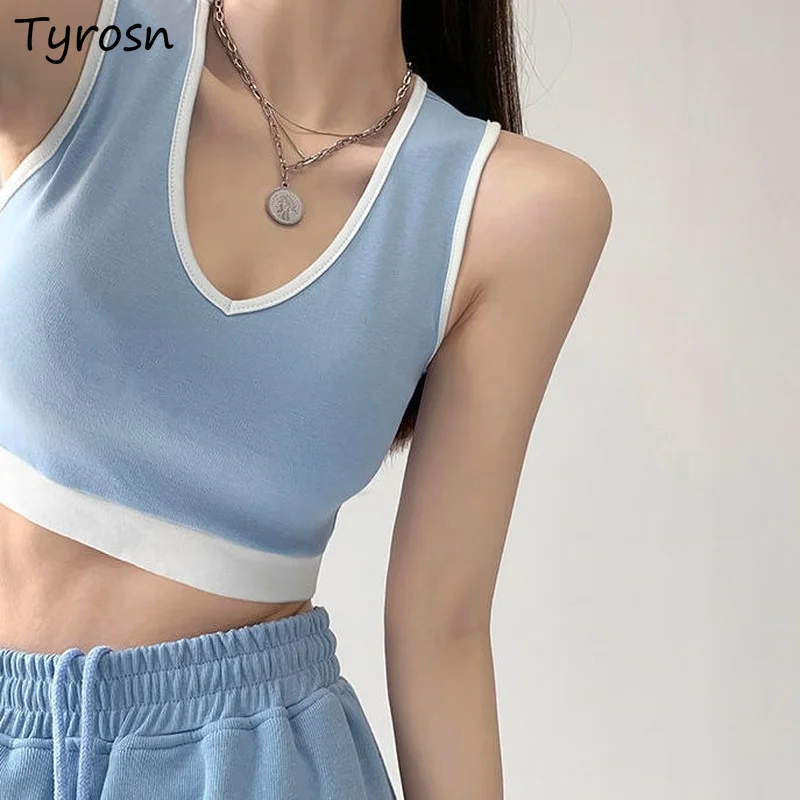 

Женский укороченный топ без рукавов, с V-образным вырезом